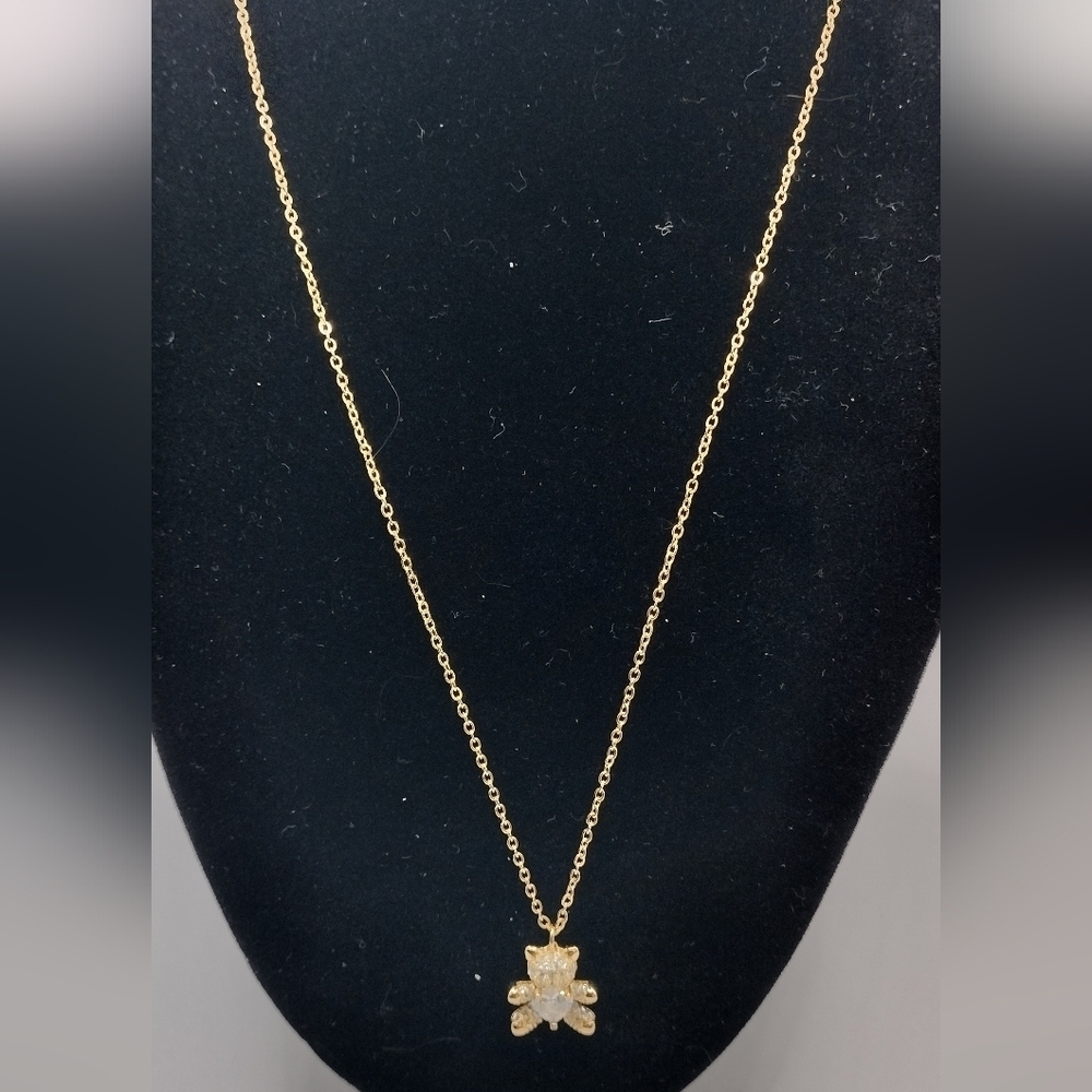 Dainty Gummy Bear Necklace for Women 14K Gold Plated Cubic Zirconia